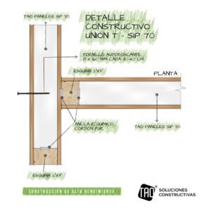 Detalles constructivos – Unión "T" – Dibujo